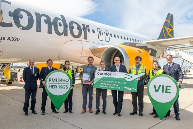 Condor relaunches flight service from Vienna: starting today with Palma de  Mallorca, followed by Heraklion, Kos and Rhodes in mid-May, Vienna Airport