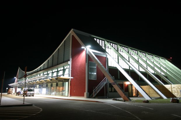 Memmingen Airport at night