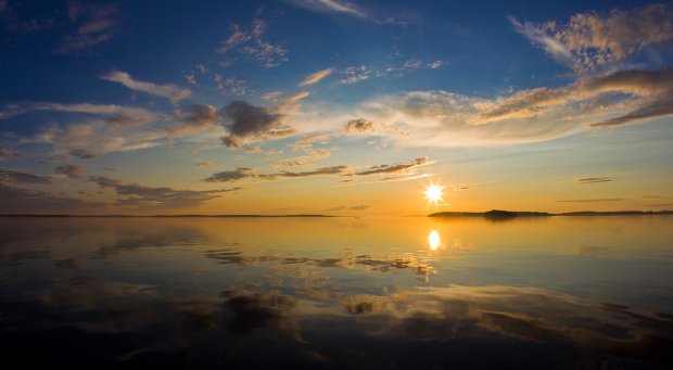 Sunset by Finland´s largest lake Saimaa