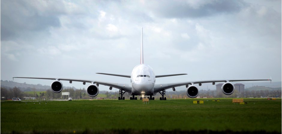 Emirates A380 in Glasgow