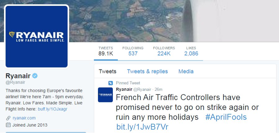 Ryanair Tweet