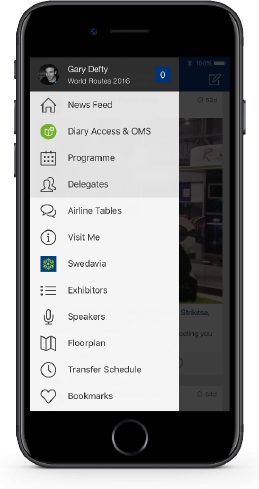 App navigation menu screenshot