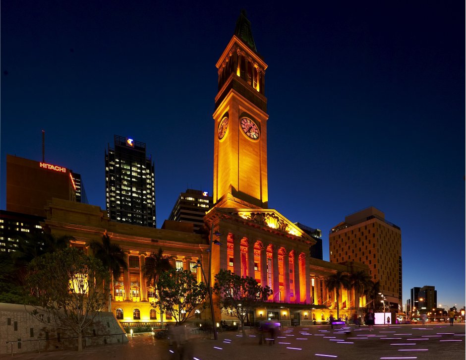 Brisbane City Hall at night