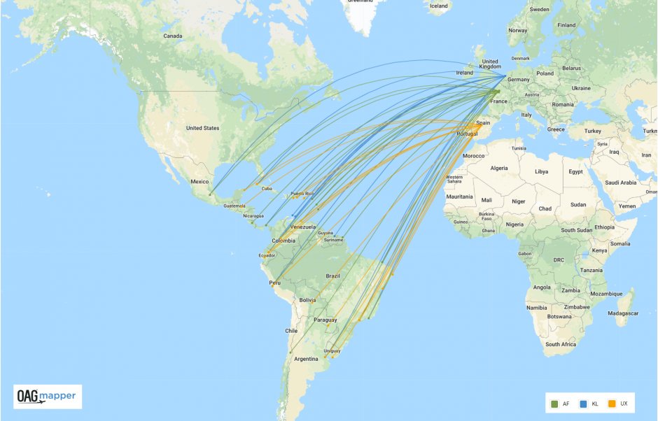 Карта маршрутов klm