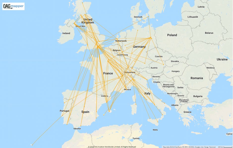 easyjet top 100 routes by capacity summer 2018