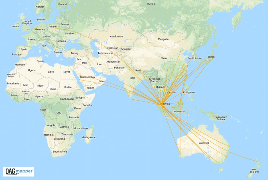 Route Map Of Malaysia Airlines Maps Of The World