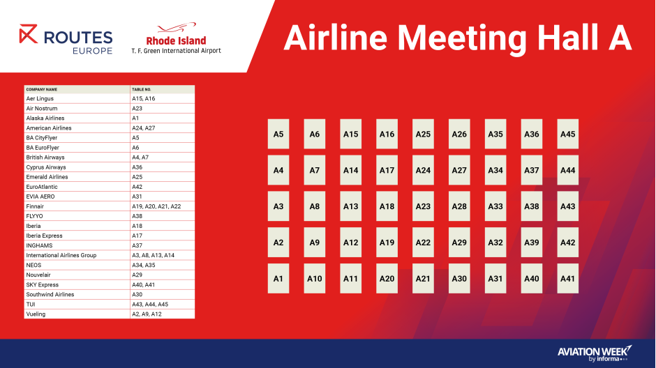 Airline Table Plan Hall A