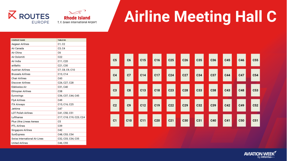 Airline Table Plan Hall C