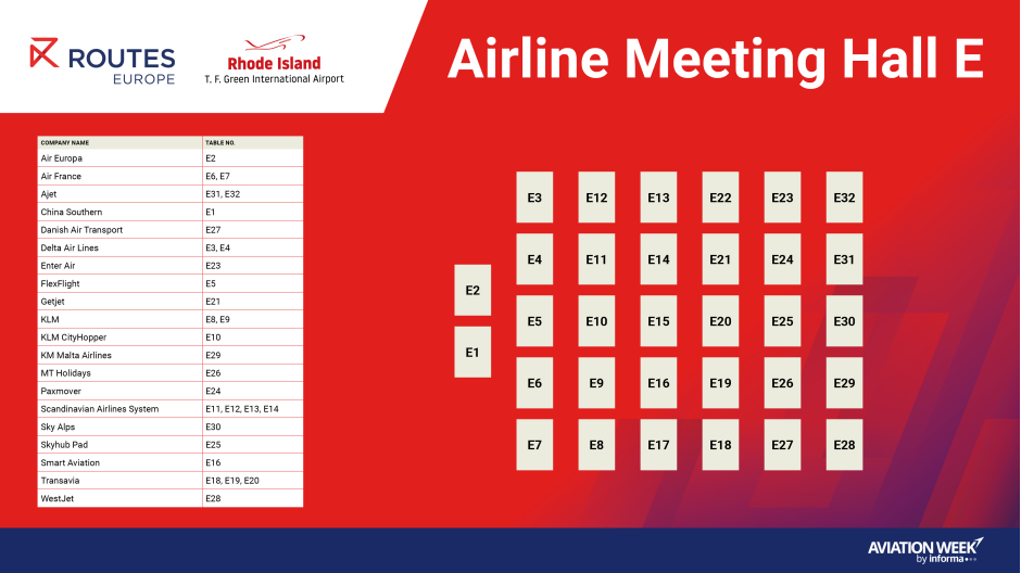 Airline Table Plan Hall E